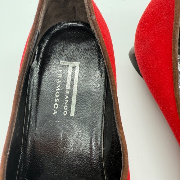 Vintage Franco Fieramosca Red Suede Square Toe Slip-On Flats 10B Made in Italy - Picture 5 of 12